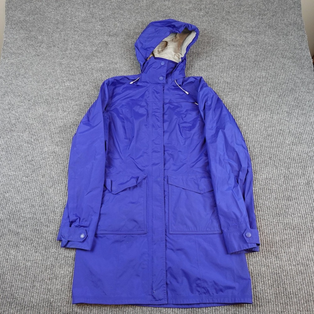 Patagonia Torrentshell City Jacket Womens Medium Blue Hooded Long Lined 27117
